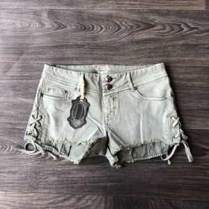 Stitch's Lace Up Jean Shorts Batsa Sage Green